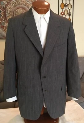 Oxxford Clothes Mens Gray Stripe 100s Wool 2 Btn Blazer Sz 44 L MINT! - Image 1 of 4