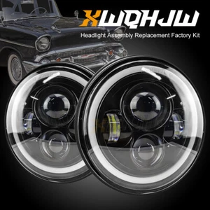 pair 7" Inch Round LED Headlights Hi/Lo Sealed Beam for Chevy Bel Air 1955-1957 - Foto 1 di 10