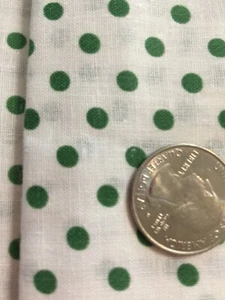 1950-60 Vintge Cotton Fabric 36" W Avocado Green Polka Dots Soft White 32"L - Picture 1 of 3