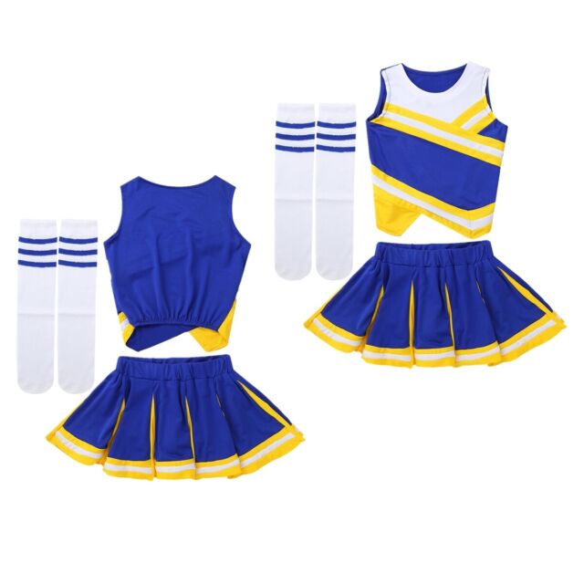  Colorful House Cheerleader Costume For Women Musical Uniform  Fancy Dress Complete Outfit+Cheerleading Pom Poms+Socks (Size S,Black) :  Clothing, Shoes & Jewelry