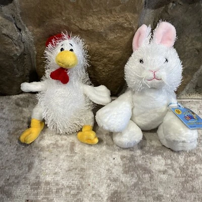 Webkinz Ganz White Rabbit Plush Stuffed Animal Easter Bunny And Chicken - Image 1 of 4