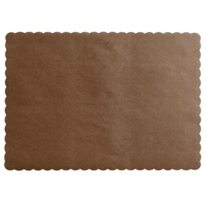 50 Choice 10" x 14" Brown Colored Paper Placemat with Scalloped Edge - Picture 1 of 2