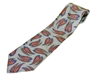 VTG Oscar de la Renta Couture Tie Silver Paisley Print 100% silk, 4" wide - Picture 1 of 5