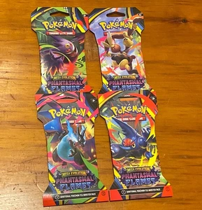 Pokemon Juego de Cartas Coleccionables Mega Evolución Llamas Fantasmales 4x Funda Booster Pack Conjunto de Arte NUEVO - Imagen 1 de 6