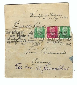 JUDAICA de ALEMANIA a PALESTINA CARTA POSTAL 1930 - Imagen 1 de 2