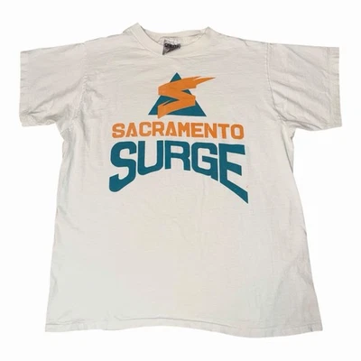VTG WFL Sacramento Surge 90s T Shirt Mens Large Onieta World Football Big Logo - Image 1 of 4