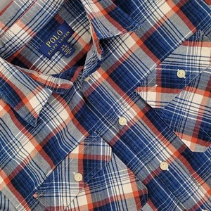 Polo Ralph Lauren Shirt Boys Large 14-16 Plaid Flannel Western Button Down - Picture 1 of 10