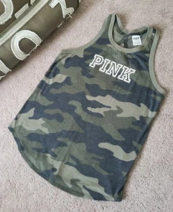Victoria’s Secret PINK Camo Open Slit Back Tank Top Size Small - Picture 1 of 7