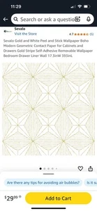Decal Gold And White Peel And Stick Wallpaper For Cabinets And Drawers - Picture 1 of 2