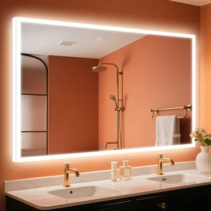 39,4 x 27,5 Zoll Badezimmerspiegel mit Beleuchtung innen Bluetooth dimmbar Antibeschlag - Bild 1 von 8