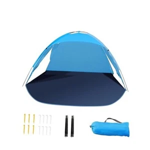 Beach Tent for 3-4 People, UPF50+ Sun Shelter with Breathable 3 3-Door Blue - Picture 1 of 8