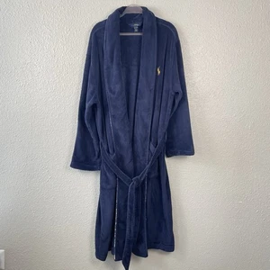 Polo Ralph Lauren Azul Marino Felpa Polar Desgastada Bata de Baño Poni Hombres L XL - Imagen 1 de 17