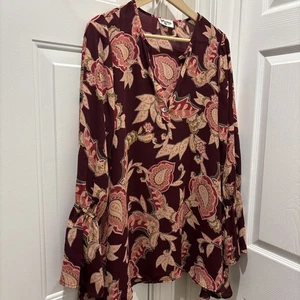 Show Me Your Mumu Perveen Pirate Tunic Mini Dress Burgundy Paisley Size Large - Picture 1 of 6