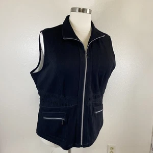 Rafella Sport Zipper Vest. Black. Zip Pockets. Stretchy. Contoured Waist. 2X - Picture 1 of 9