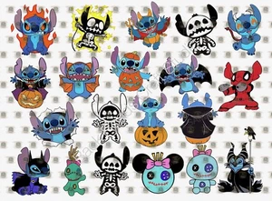 Stitch Halloween Tobogán acuático Dedo Uñas Calcomanías Instrucciones Set de 50 Bonus - Imagen 1 de 7