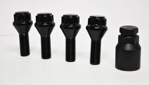 Conjunto De 4 X Pernos Bloqueo para Rueda Tuerca Negro BMW 7 Serie E32. 26mm. - Bild 1 von 9