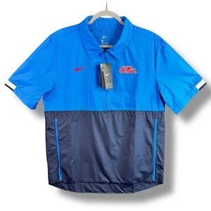 Chaqueta Pullover Para Hombres Nike Azul Ole Miss Rebels Entrenadores Media Cremallera Talla Mediana - Imagen 1 de 9