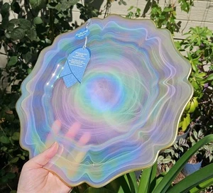 Alabasterglasplatte 13 Zoll - weiß mit Goldrand - Bild 1 von 11