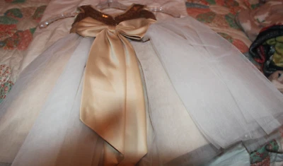 VESTIDO LT LANDING NOVIA NIÑA FLOR - TALLA 4 - DORADO - LENTEJUELAS Y TUL Foto 1 de 2