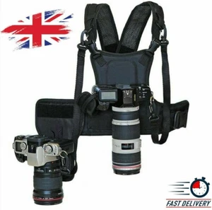 Dual Camera Carrier 2 Multi Carrying Chest Harness System Vest Quick Strap Relea - Picture 1 of 9