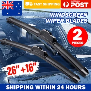 26"+16" Windscreen Windshield Wiper Blades Front Window Fits U hook Wiper Arm - Picture 1 of 11