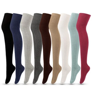 Frauen Winter Warme Gestrickte Socken Über Knie Lange Oberschenkel Hohe 〒 - Bild 1 von 21