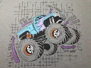 Cat Jax Boys Short Sleeve T-shirt XL 16 Gray Monster Trucks Speed 80mph NWT - Picture 1 of 6