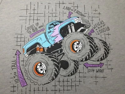 Camiseta de manga corta Cat Jax para niños XL 16 gris Monster Trucks velocidad 80 mph nueva con etiquetas Foto 1 de 4