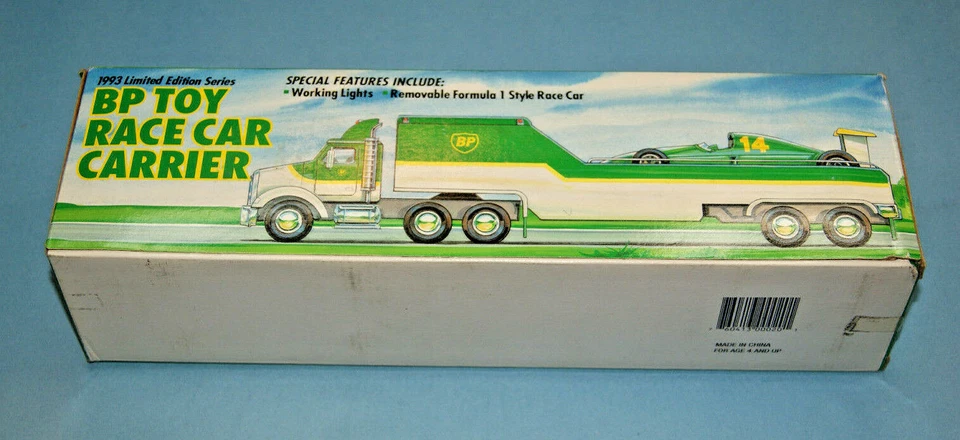 VINTAGE 1993 BP TOY RACE CAR CARRIER TRUCK TRAILER - Limited Edition Series