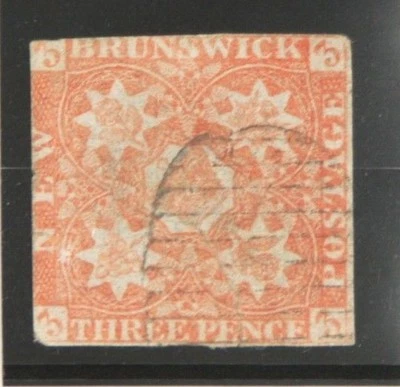 1851 New Brunswick Three Pence Stamp, Red, Scott #1 - Image 1 of 3