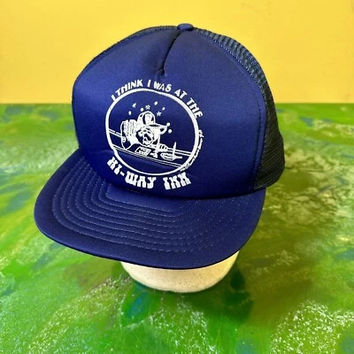 Винтажная Шляпа Дальнобойщика I Think I was at the Hi-Way Inn 1986 Бар Пьяный Курящий Папа - Изображение 1 из 4