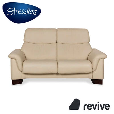 Stressless Paradise Leather Two-Seater Beige Manual Function Sofa Couch - Image 1 of 4