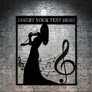 Letrero metálico personalizado para violinista femenino. Decoración de pared con nombre de violinista personalizado - Imagen 1 de 5