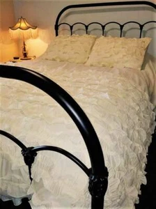 Full Double Ruffled Comforter McLeland Design 3pc Quilt Shams Plush Beige - Picture 1 of 2
