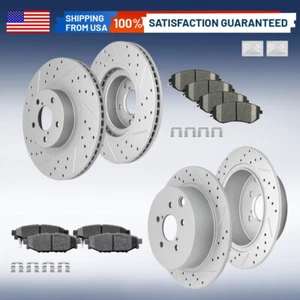 Front Rear Drilled Slotted Rotors + Brake Pads for Subaru XV Crosstrek Forester - Picture 1 of 6