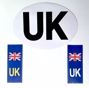 UK Car Stickers Euro Travel, Number Plate(1PC UK Oval+2PCS) Union Jack Free Post - Picture 1 of 7