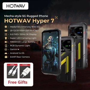 HOTWAV Hyper 7 5G Phone IP68 Waterproof Flashlight 64MP 120Hz Android 14 Global - Picture 1 of 20