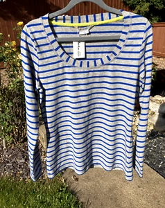BODEN Scoop Neck Hamptons tee size 12 -blue & grey stripe- WL770 ---b45a - Picture 1 of 5