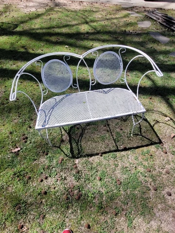 White Antique Vintage Outside Bench Cover