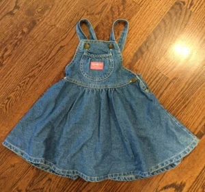Vtg Osh Kosh B’Gosh Dress Sz 5 Vestbak jean denim overall Jumper Girls - Picture 1 of 8