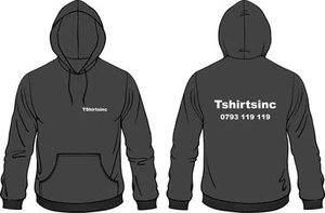 Your Business Name Or Logo Printed On Custom Hooded Sweat Top Hoodie - Picture 1 of 1