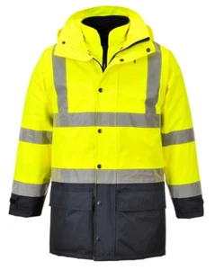 PORTWEST US768 - Hi-Vis 5-in-1 Contrast Executive Jacket Yellow/Navy SIZES S-4X - Picture 1 of 2
