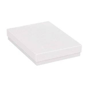 White Jewelry Gift Boxes 5 1/4" x 3 3/4" x 7/8" with Cotton Cushion Pack of 100 - Picture 1 of 2