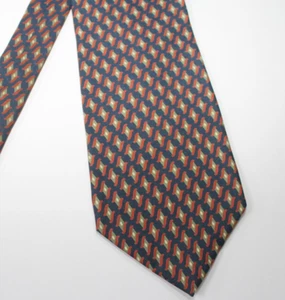 Burberry Silk Tie Navy Blue Preppy Wall Street  3.825" Wide London Geometric - Picture 1 of 5