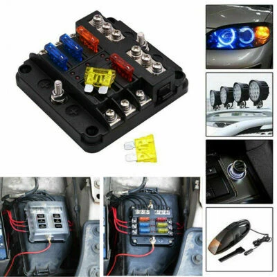 6 Way Auto Blade Fuse Box Block Holder Panel 12V 32V for Car Power Distribution - Image 1 of 4