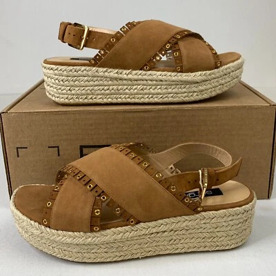 Sergio Rossi Womens Wedge Sandals Brown Fringe Suede Cross-Over Strap Sz 8.5/40 - Image 1 of 4
