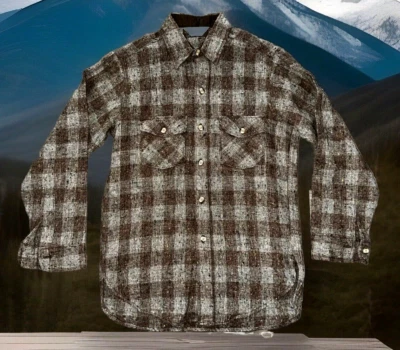True Vintage 60’s 70’s Woolrich Wool Flannel Plaid Shirt Mens Size Medium - Image 1 of 3