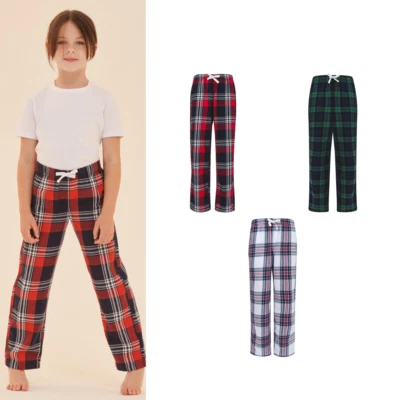 SF MINNI SF Mini Kids Tartan Lounge Pants SM083 - 100% Cotton Woven Tartan Pants