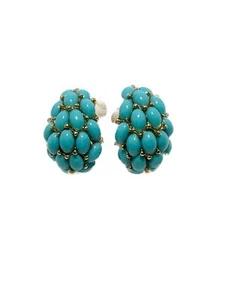 Kenneth Jay Lane,Turquoise Thumbnail Clip Earring - Picture 1 of 3