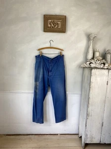 Pantalones de trabajo franceses vintage años 1920-30 pantalones cintura 44 pulgadas - Imagen 1 de 12